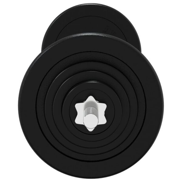 vidaXL Barre d'halt&egrave;res avec plaques 90 kg fonte et acier chrom&eacute;
