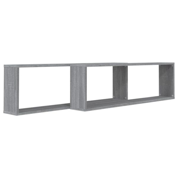 vidaXL &Eacute;tag&egrave;res murales cube 2 pcs Sonoma gris 100x15x30 cm Bois