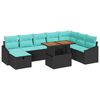 vidaXL Ensemble de canap&eacute; de jardin 9 pc Noir polyrotin