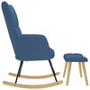 vidaXL Chaise &agrave; bascule avec repose-pied Bleu Tissu