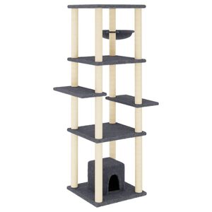 vidaXL Arbre &agrave; chat avec griffoirs en sisal Gris fonc&eacute; 154 cm