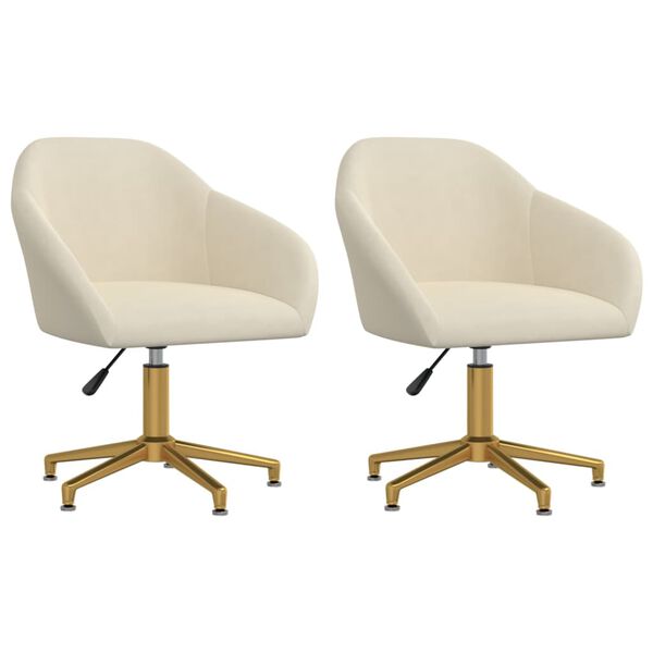 vidaXL Chaises pivotantes &agrave; manger lot de 2 cr&egrave;me velours