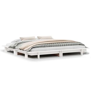 vidaXL Cadre de lit sans matelas blanc 200x200 cm bois massif de pin