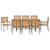 vidaXL Ensemble de salle &agrave; manger pour jardin 9 pcs Gris et marron