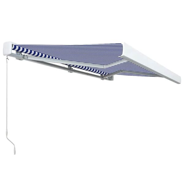 vidaXL Store &agrave; cassette manuel 300x250 cm Bleu et blanc