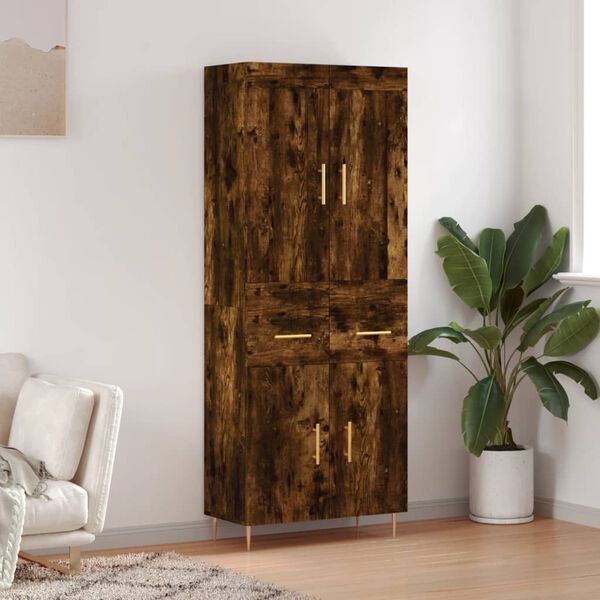 vidaXL Buffet haut Ch&ecirc;ne fum&eacute; 69,5x34x180 cm Bois d'ing&eacute;nierie