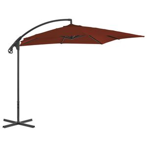 vidaXL Parasol de jardin en porte-&agrave;-faux avec m&acirc;t en acier terre cuite