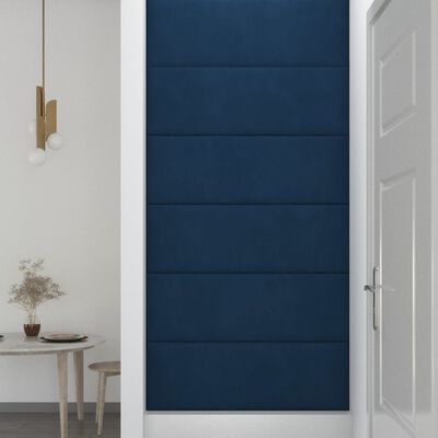 vidaXL Panneaux muraux 12 pcs Bleu 90x30 cm Velours 3,24 m²