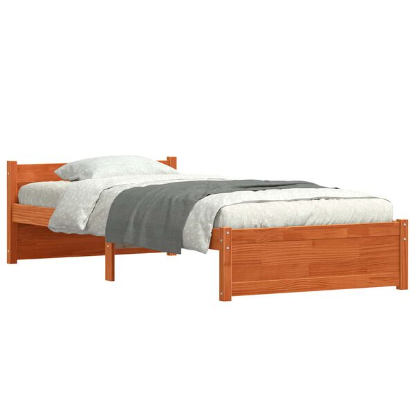 vidaXL Cadre de lit Brun cire 205.5 x 95.5 x 51 cm Pin massif