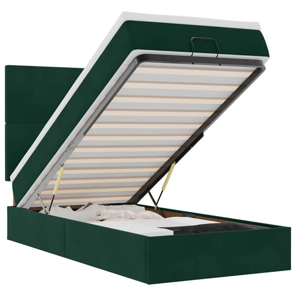 vidaXL Cadre de lit ottoman avec matelas vert fonc&eacute; 90x200 cm velours