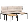 vidaXL Ensemble de banc de jardin avec coussins 3 pcs noir