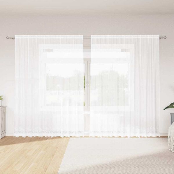 vidaXL Rideau en Dentelle Floral Blanc 240 x 300 cm Polyester
