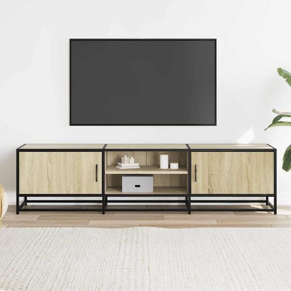 vidaXL Meuble TV ch&ecirc;ne sonoma 160x35x41 cm bois d'ing&eacute;nierie et m&eacute;tal