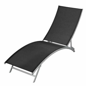 vidaXL Chaise longue Acier et textil&egrave;ne Noir