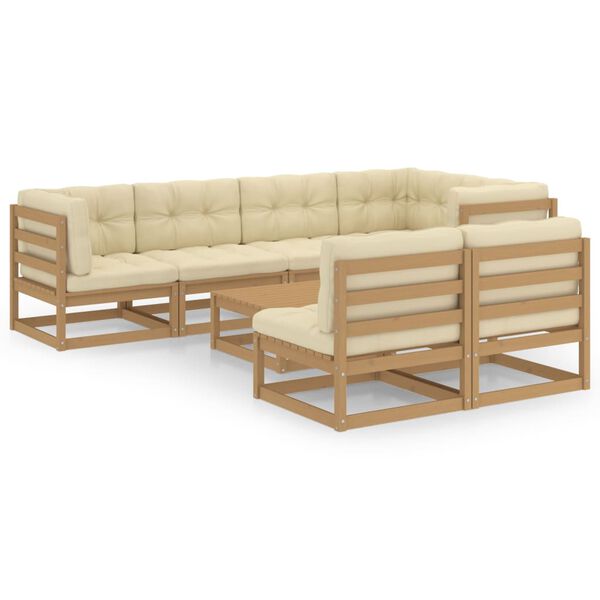 vidaXL Salon de jardin 8 pcs avec coussins Bois de pin massif