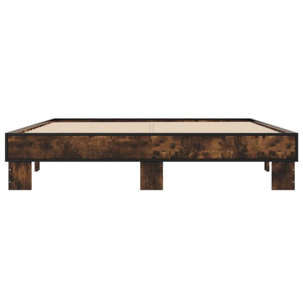 vidaXL Cadre de lit sans matelas ch&ecirc;ne fum&eacute; 150x200 cm