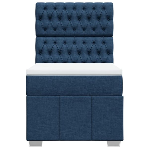 vidaXL Sommier &agrave; lattes de lit avec matelas Bleu 100x200 cm Tissu