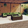 vidaXL Salon de jardin 10 pcs avec coussins marron r&eacute;sine tress&eacute;e