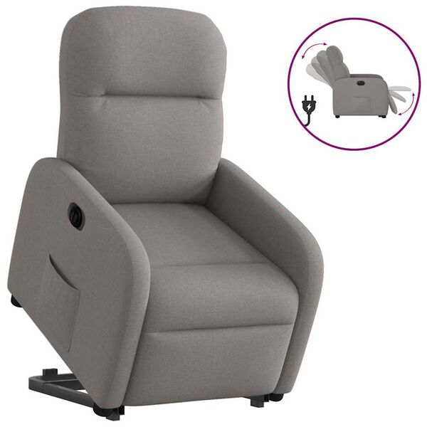 vidaXL Fauteuil inclinable électrique taupe tissu