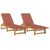 vidaXL Chaises longues lot de 2 rouge bois d'acacia solide et tissu