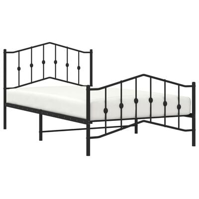 vidaXL Cadre de lit métal sans matelas et pied de lit noir 100x200 cm