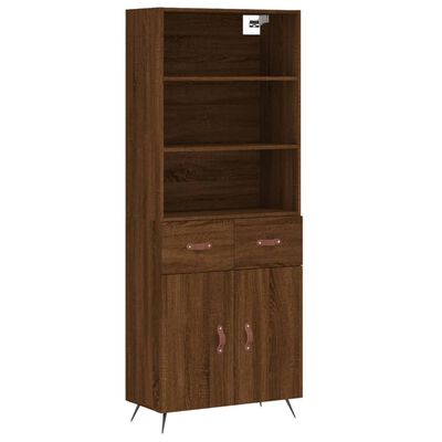 vidaXL Buffet haut Chêne marron 69,5x34x180 cm Bois d'ingénierie