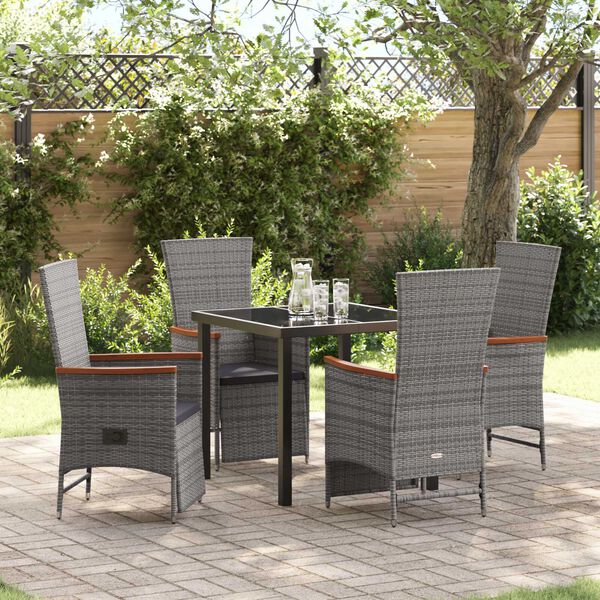 vidaXL Ensemble de salle &agrave; manger pour jardin 5 pcs Gris polyrotin