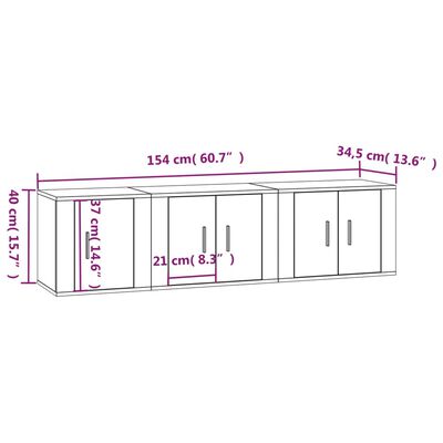 vidaXL Ensemble de meubles TV 3 pcs Chêne marron Bois d'ingénierie