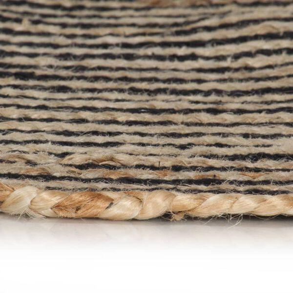 vidaXL Tapis fait &agrave; la main Jute avec design de spirale Noir 120 cm