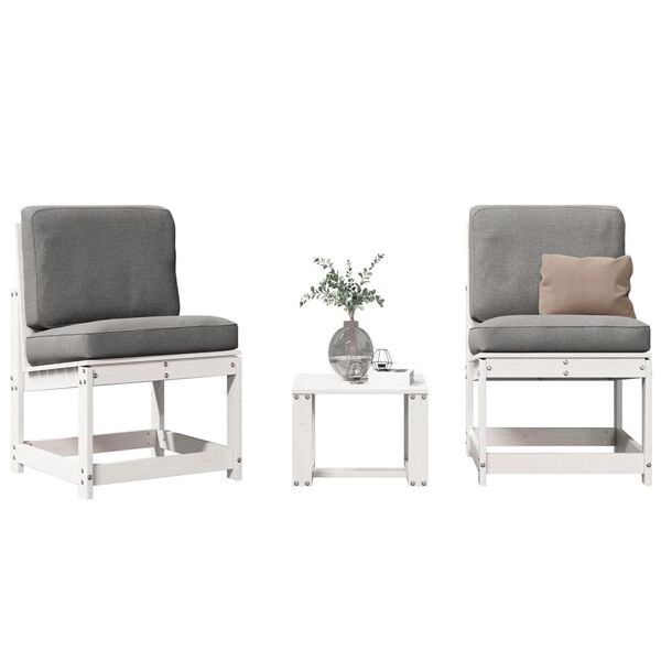 vidaXL Salon de jardin 3 pcs blanc bois massif de pin