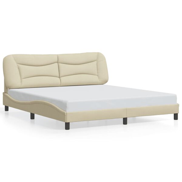 vidaXL Cadre de lit sans matelas Hvar cr&egrave;me 180x200 cm tissu
