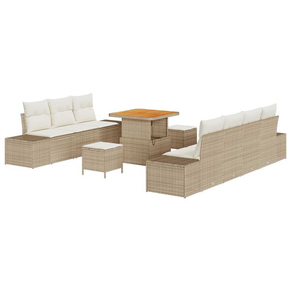 vidaXL Ensemble de canap&eacute; de jardin 10 pcs Beige polyrotin