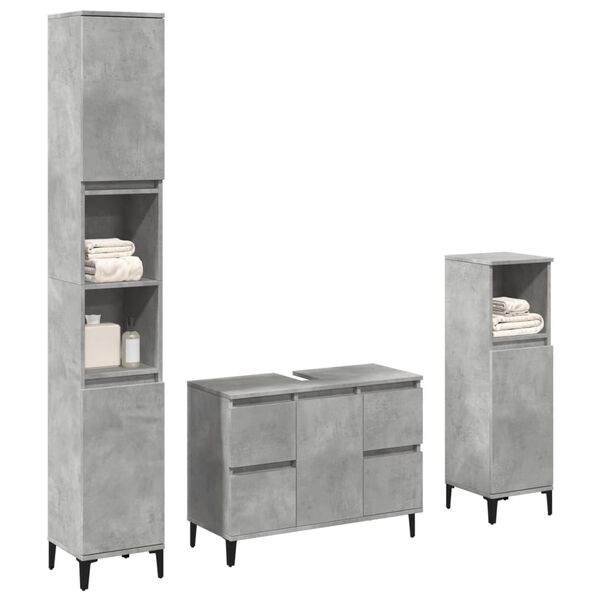 vidaXL Ensemble de meubles de salle de bain 3 pcs gris b&eacute;ton