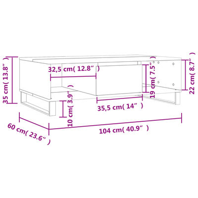 vidaXL Table basse chêne fumé 104x60x35 cm bois d'ingénierie
