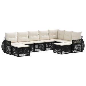 vidaXL Ensemble de canap&eacute; de jardin 9 pc Noir polyrotin