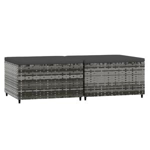 vidaXL Repose-pieds de jardin et coussins lot de 2 gris r&eacute;sine tress&eacute;e