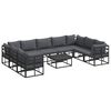vidaXL Ensemble de canap&eacute; de jardin avec coussin 10 pcs Noir Aluminium