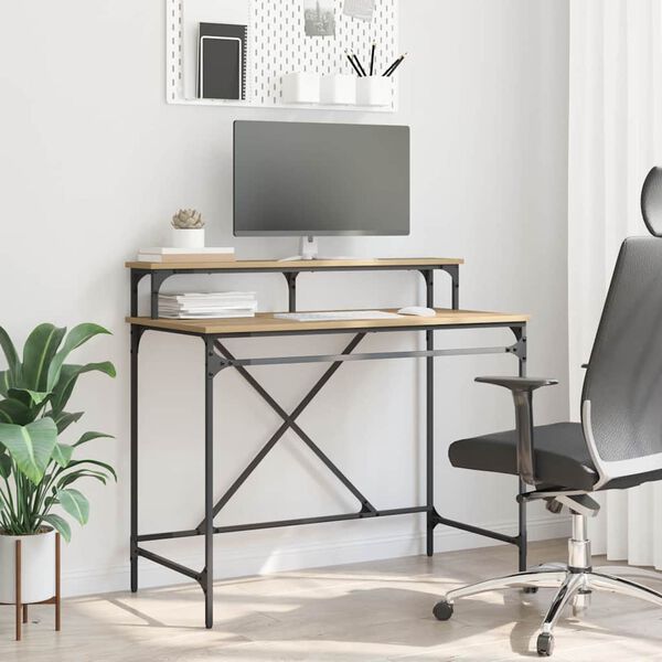 vidaXL Bureau Ch&ecirc;ne artisanal 100 x 50 x 90 cm Bois d'ing&eacute;nierie