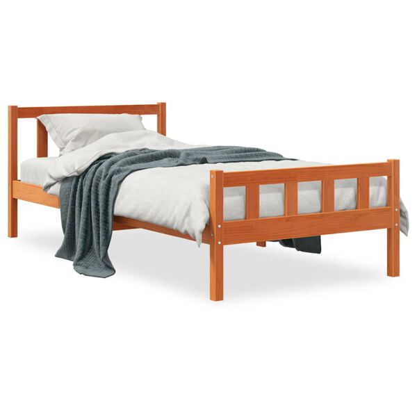 vidaXL Cadre de lit sans matelas cire marron 90x190 cm bois pin massif