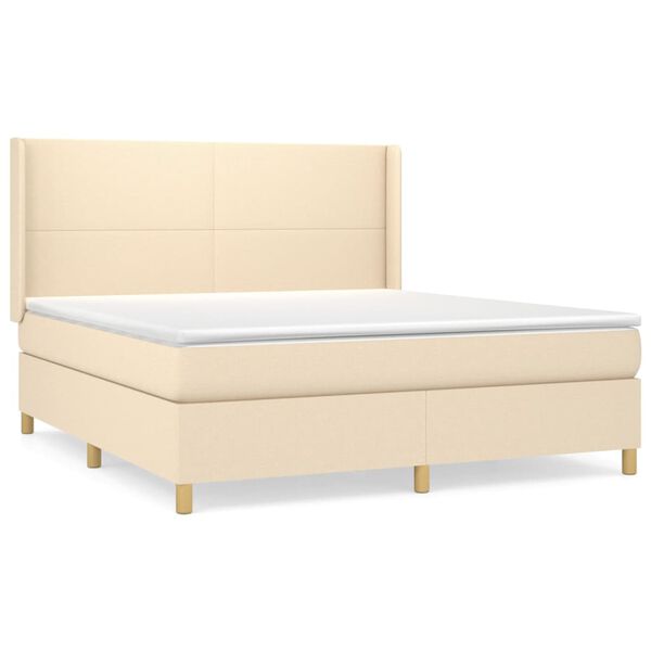 vidaXL Sommier &agrave; lattes de lit avec matelas Cr&egrave;me 180x200 cm Tissu