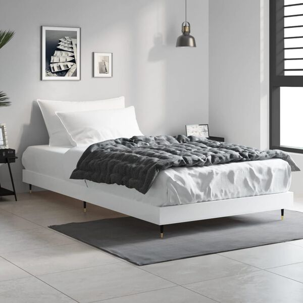 vidaXL Cadre de lit sans matelas blanc 90x200 cm bois d'ing&eacute;nierie