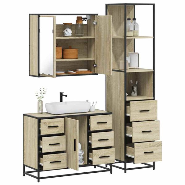 vidaXL Ensemble de meubles de salle de bain 3 pcs ch&ecirc;ne sonoma