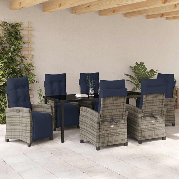 vidaXL Ensemble de salle &agrave; manger pour jardin 7 pcs Gris polyrotin
