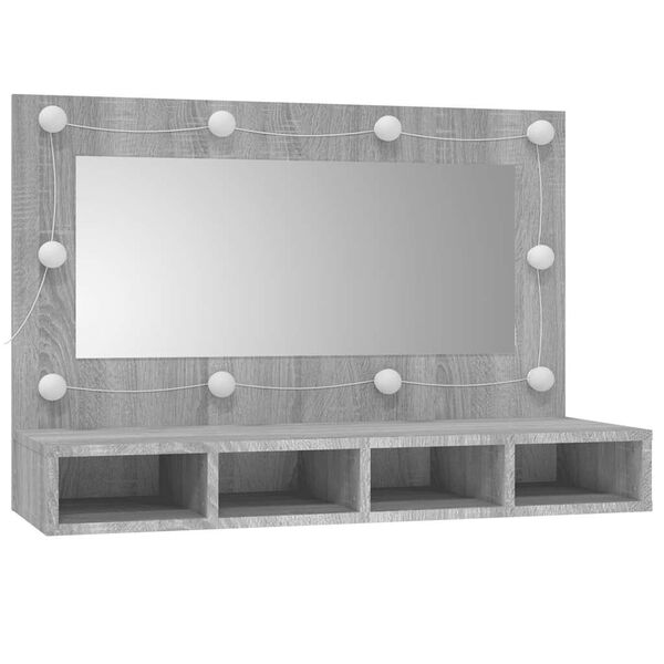 vidaXL Armoire &agrave; miroir avec LED Sonoma gris 90x31,5x62 cm
