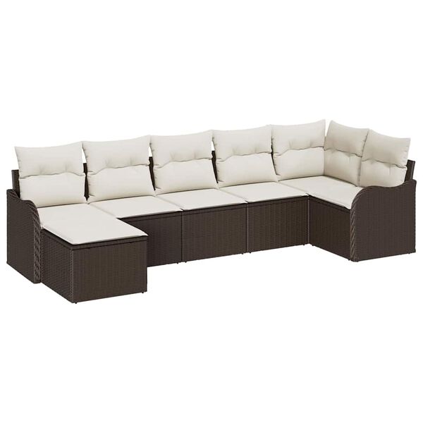 vidaXL Ensemble de canap&eacute; de jardin Marron polyrotin