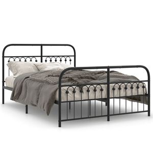 vidaXL Cadre de lit m&eacute;tal sans matelas avec pied de lit noir 140x200cm