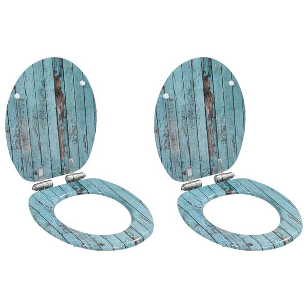 vidaXL lot de 2 Si&egrave;ges WC MDF Couvercle &agrave; fermeture douceur Vieux bois