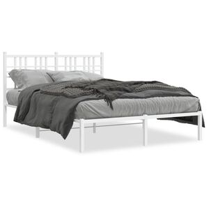 vidaXL Cadre de lit m&eacute;tal sans matelas et t&ecirc;te de lit blanc 140x200 cm