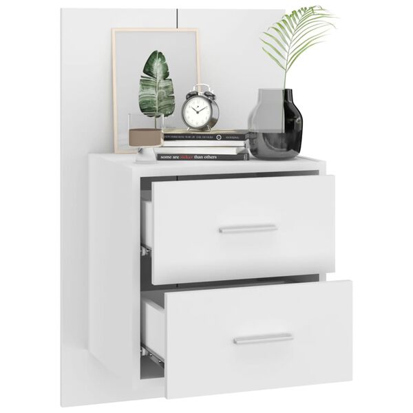 vidaXL Tables de chevet murales 2 pcs Blanc brillant