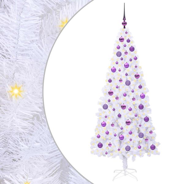 vidaXL Sapin de No&euml;l artificiel avec 300 LED Blanc 180 cm PVC et Acier